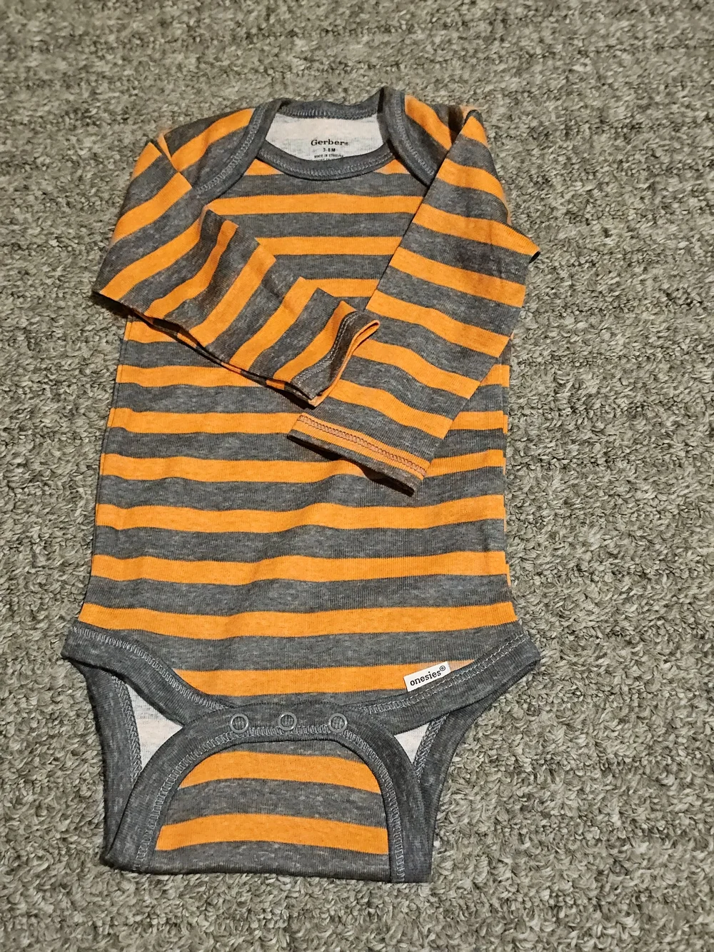 Orange & Gray Bundle Of 2 Long-Sleeve Baby One-Piece